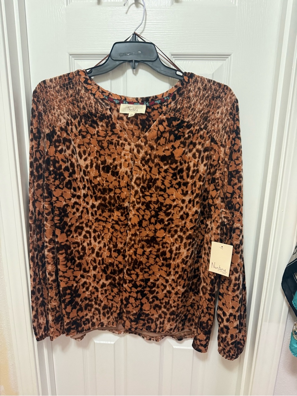 Westbound Leopard Print Long Sleeve Top in Brown and Black